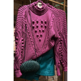 BLUSA TRICO PONTO PIPOCA FUCSIA