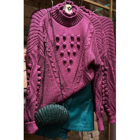 BLUSA TRICO PONTO PIPOCA FUCSIA