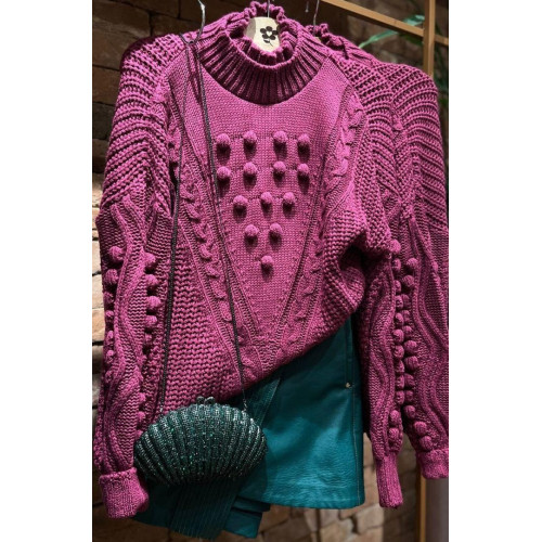 BLUSA TRICO PONTO PIPOCA FUCSIA