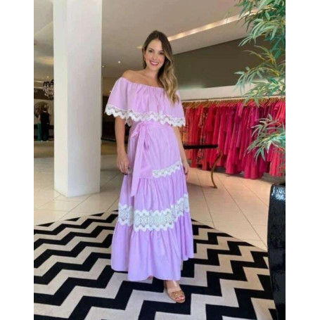 Vestido Tricoline Rosa Claro Tamanho 40