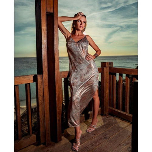 Vestido Longo com Aberturas, Tamanho /40