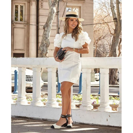 Vestido Manga Bufante Off White Tamanho 38 - Elegância e Estilo Únicos