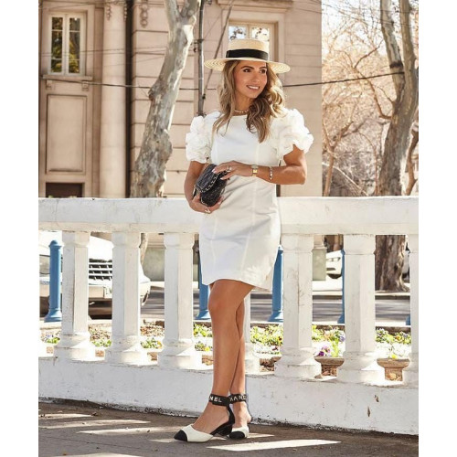 Vestido Manga Bufante Off White Tamanho 38 - Elegância e Estilo Únicos